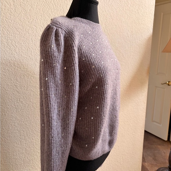 J. Crew Sweaters - J. Crew Lavender Sequin Puff-Sleeve Crewneck Sweater
